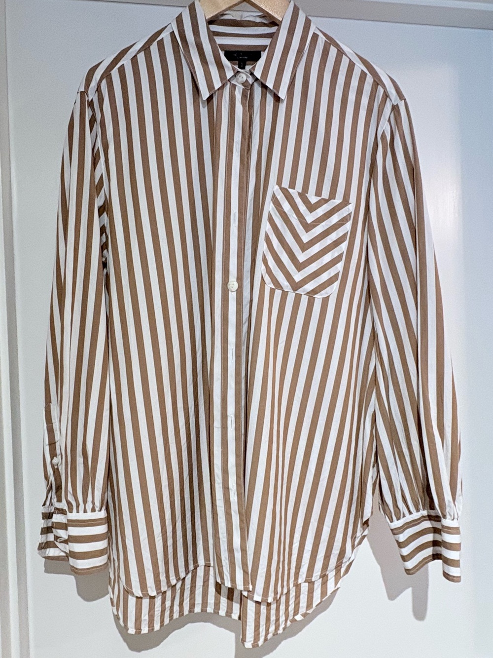rag & bone Maxine Cotton striped bilutton down blouse  Sz lg